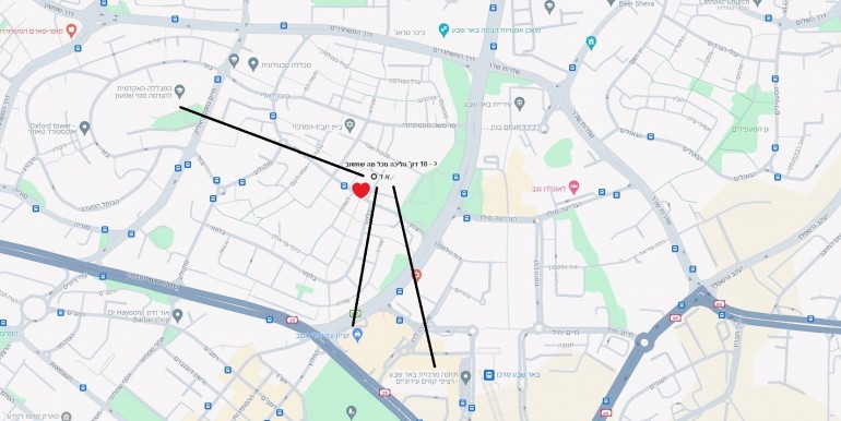 מפת האזור גורדון באר שבע